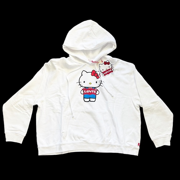 NWT LEVIS Ltd Ed UNBASIC HELLO KITTY WITH PATCH Women's Hoodie Jacket White - Picture 7 of 9